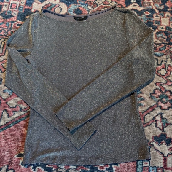 Banana Republic Gold Metallic Sparkle Boat-Neck Top Medium - Picture 6 of 8